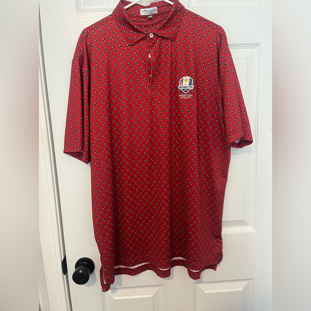 Peter Millar Whistling Straits Ryder Cup 2020 Red Geometric Polo